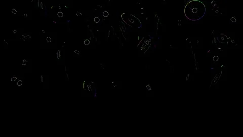 Abstract Neon Rings and Particles Motion on Black Background Stock Footage 331960205