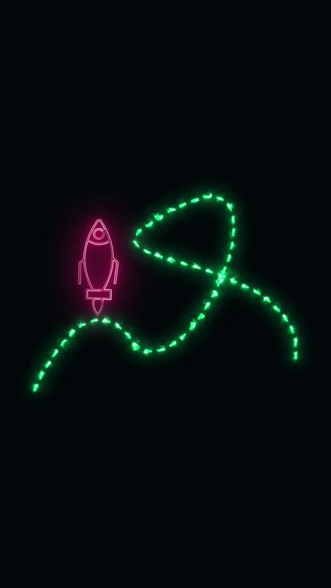 Abstract neon rocket launch vertical video. Seamless loop flight path for t.. Stock Footage 321628559