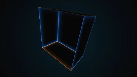 Abstract neon room, computer generated. 3d rendering abstract backdrop with Illustrazione stock