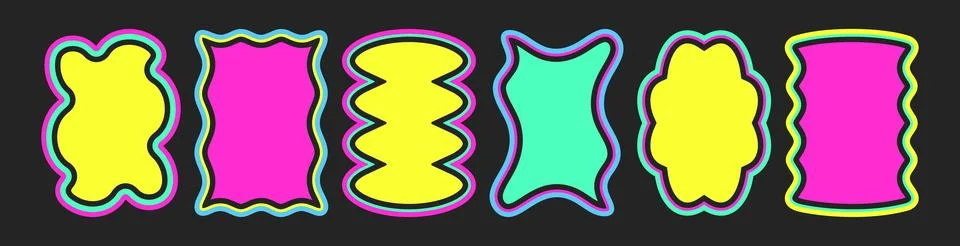 Abstract neon scallop frames set Stock Illustration