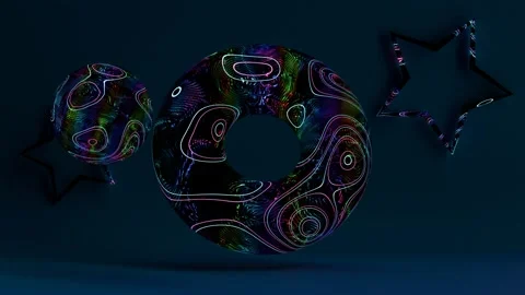 Abstract neon scene of rotating figures Video stock 269792754