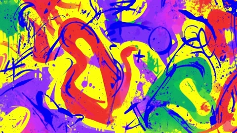 Abstract Neon Scribble Background With Yellow Purple and Red Paint Video stock 315539437