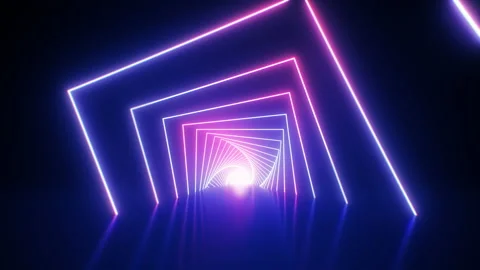 Abstract neon seamless loop. ultraviolet background with bright glowing tunnel Stock Footage 135618296