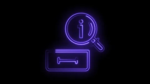 Abstract neon search find information icon with data storage illustration Stock Footage 322963312