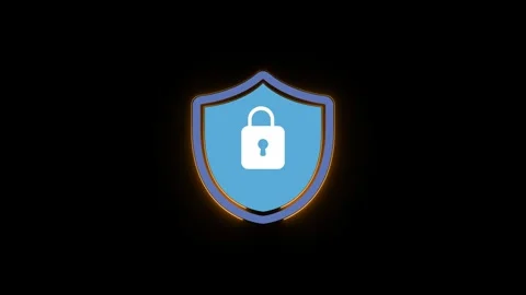 Abstract neon security lock screen icon animation with black background. Stock Footage 312874453