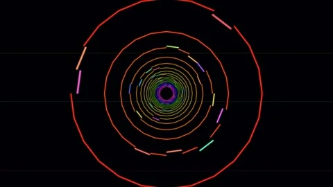 Abstract neon segmented circle tunnel loop on black Stock Footage 335940695