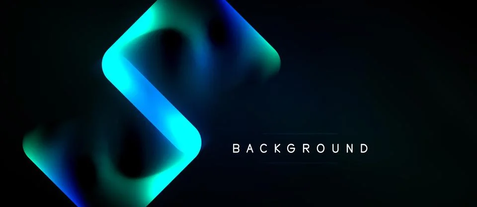 Abstract neon shape over dark background. Gradient colors create modern visua Stock Illustration