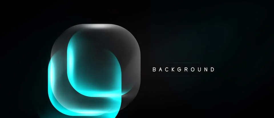 Abstract neon shape over dark background. Glowing layers create modern visual Illustrazione stock