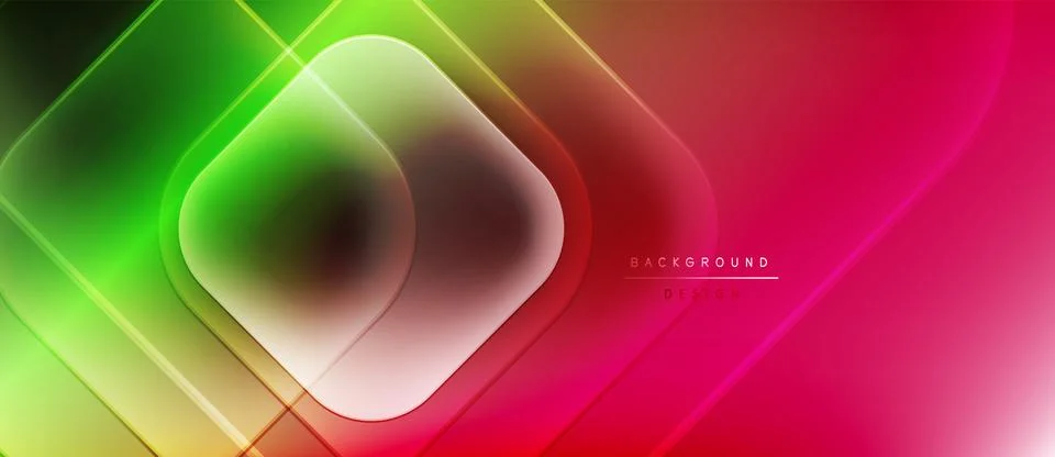 Abstract neon shapes blend, creating vibrant gradient background. Smooth curves, Stock Illustration