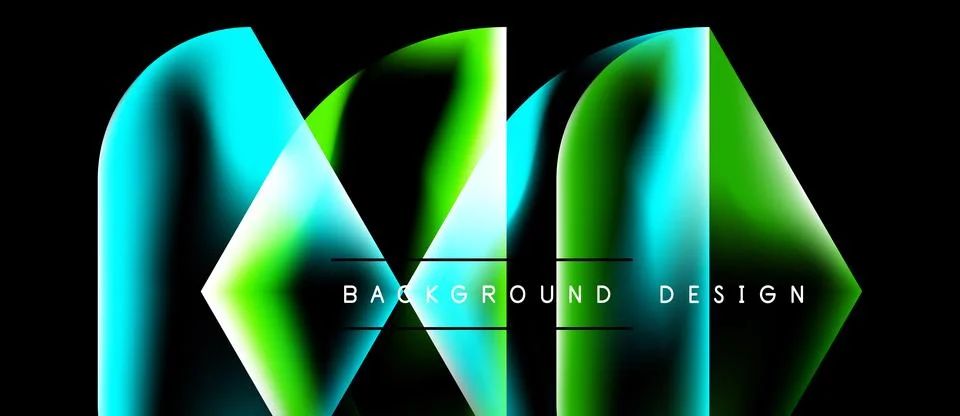 Abstract neon shapes form dynamic composition. Gradient colors blend, creatin Stock-Illustration
