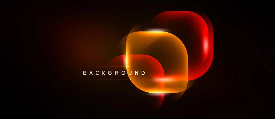Abstract neon shapes overlap, creating vibrant glow effect. Dark background 스톡 일러스트