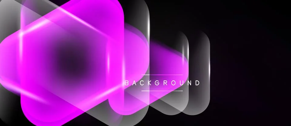 Abstract neon shapes overlap, creating vibrant pink glow against dark backdro 库存插图