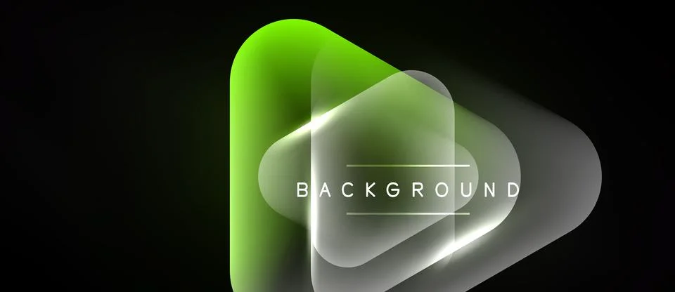 Abstract neon shapes overlap, creating glowing effect. Dark background Stock Illustration