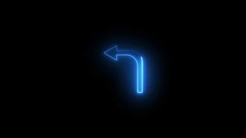 Abstract neon simple arrow icon. Left cyan arrow neon icon on black backgro.. Stock-Footage 293485150