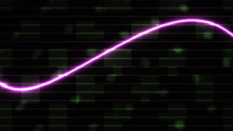 Abstract Neon Sine Wave Animation with Digital Glitch Data Background. Stock Footage 340524355