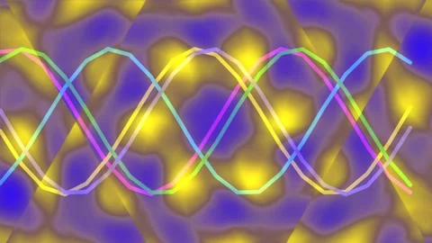 Abstract Neon Sine Wave Oscillator Animation on Vibrant Purple Background Stock Footage 336773240