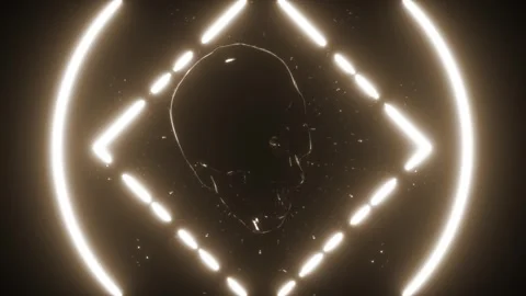 Abstract Neon Skull VJ Loop: Futuristic and Psychedelic Visuals ,Geometric Skull Vídeos de archivo 284440689