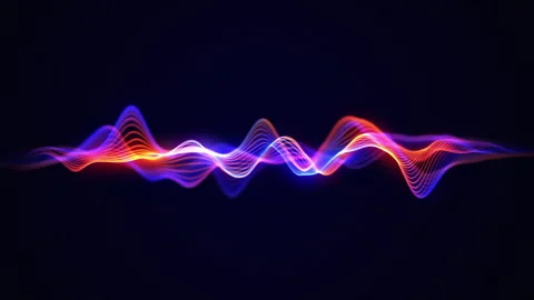 Abstract neon sound wave and audio waveform. Glowing gradient lines and waves Stock-Footage 343418964