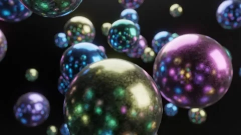 Abstract Neon Spheres Floating in Space Stock Footage 324807605