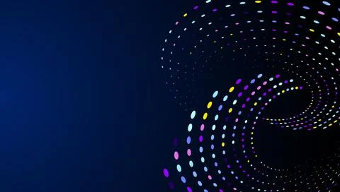 Abstract Neon Spiral Dots Background with Futuristic Digital Motion Stock Illustration