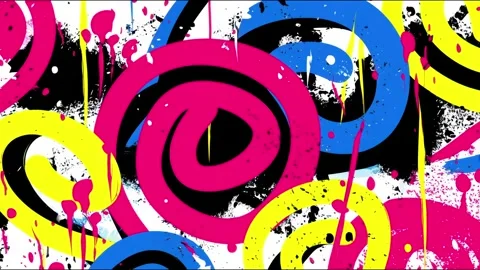 Abstract Neon Spiral Ring Background With Pink Blue and Yellow Circles Stock-Footage 315539400