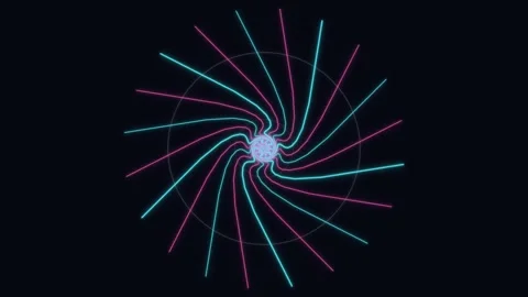 Abstract neon spiral vortex with glowing pink and cyan lines Stock Footage 336995190