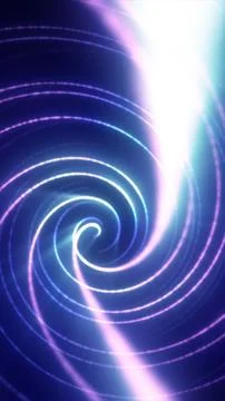Abstract neon spiral vortex with glowing blue and purple light trails, crea.. Stock Illustration