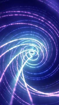 Abstract neon spiral vortex with glowing blue and purple light trails, crea.. Stock Illustration