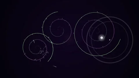 Abstract Neon Spirals with Moving Particle Glow Animation 스톡 동영상 330095881