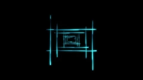 Abstract neon square animation with beam rays lasers in black background zoo Stock Footage 246679003