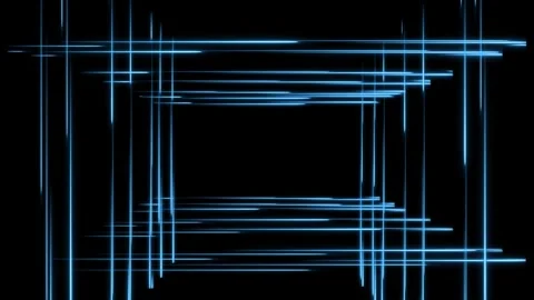 Abstract neon square animation with beam rays lasers in black background Stock Footage 246679013