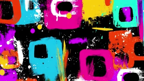 Abstract Neon Square Background With Color Blocks on Black Stock Footage 315538957