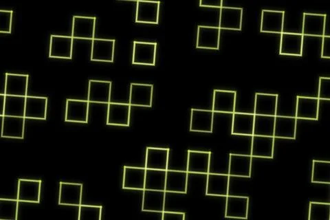Abstract neon square patterns on black background Stock Illustration