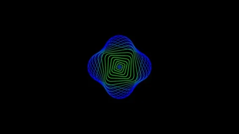 Abstract neon square spiral motion graphics video loop rotating on black ba.. Stock Footage 342549648