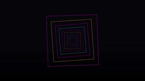 Abstract Neon Square Tunnel Animation Stock Footage 343546474