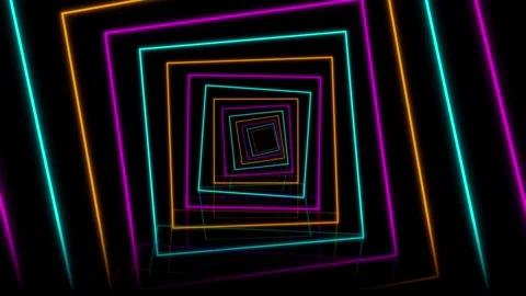 Abstract Neon Square Tunnel Animation 스톡 동영상 343546485