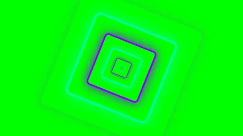 Abstract neon square tunnel effect on a vibrant green chroma key background Stock Footage 340264884
