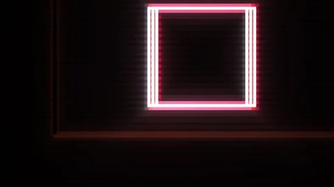 Abstract Neon Square Tunnel with Glitch Effects and Red and Blue Lights. Stock Footage 334501596