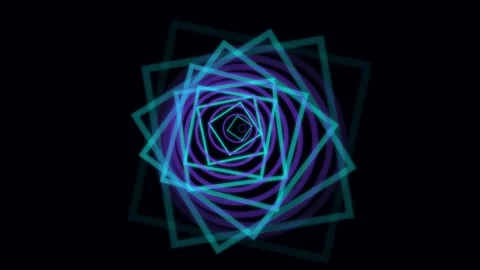 Abstract Neon Square Tunnel Loop Stock Footage 342589558