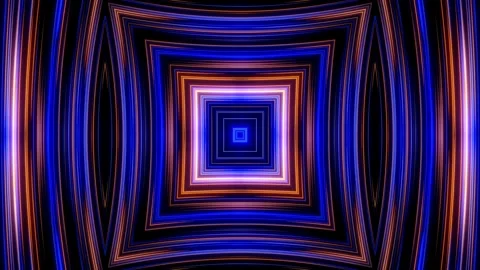 Abstract Neon Square Tunnel Moving Forward Video stock 336112438