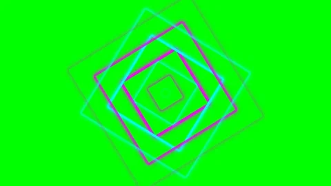 Abstract neon square tunnel rotating against a solid vibrant green background Stock-Footage 340265059