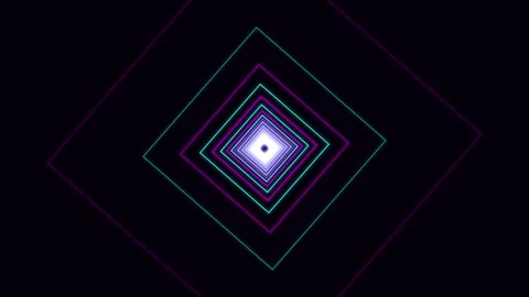 Abstract neon square tunnel zoom motion graphics loop Stock Footage 345694565
