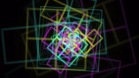 Abstract neon square warp tunnel with seamless geometric loop animation Stock Footage 346211740