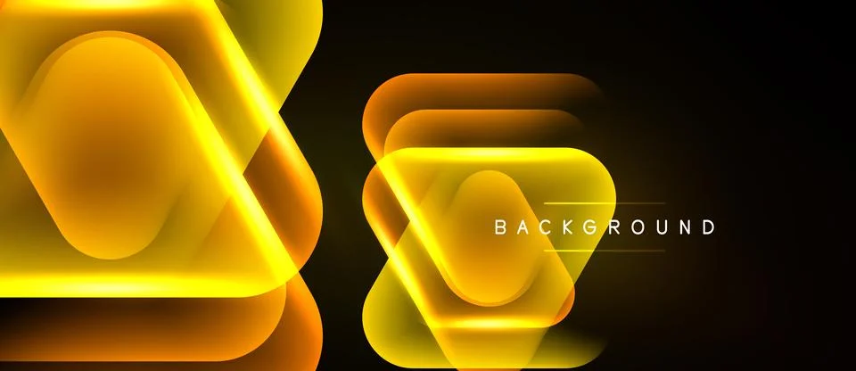 Abstract neon squares overlap, creating glowing layers. Dark background イラスト素材