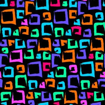 Abstract Neon Squares Seamless Pattern with Grunge Texture Stockillustratie