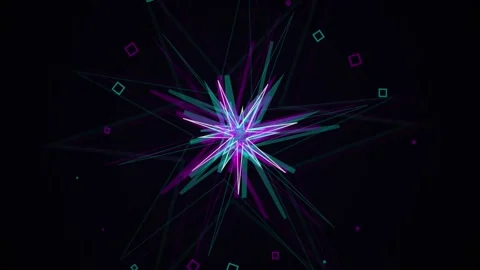 Abstract Neon Starburst Geometric Pattern Loop - Futuristic Neon Glow Backg.. Stock Footage 347562189