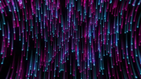 Abstract Neon Streaks Background, Flowing Light Particles, Dark Space Stock Footage 332850188