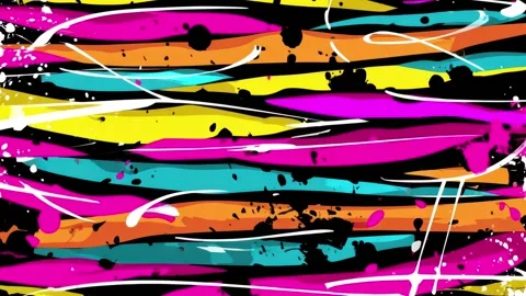 Abstract Neon Stripe Background With Layered Paint Streaks on Black Stock Footage 315512059