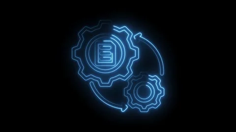 Abstract neon style automation process symbol with gears and file integrati.. Stock Footage 346001056