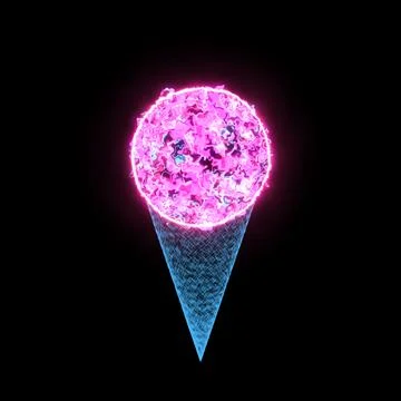Abstract Neon Style Ice Cream Cone Stock Illustration